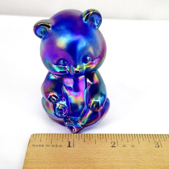 Fenton Plum Opalescent Iridized Bear Figurine Carnival Glass Purple - Picture 5 of 8